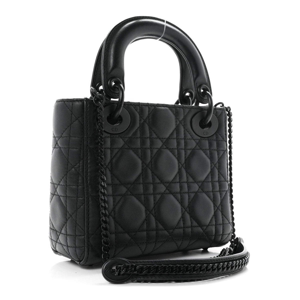 Ultra Matte Calfskin Cannage Mini Lady Dior Black