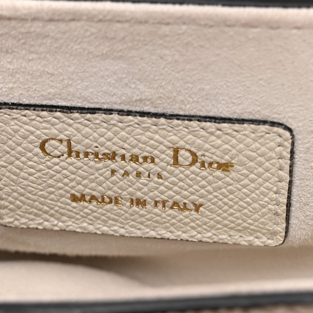 Grained Calfskin Mini Saddle Bag With Strap White
