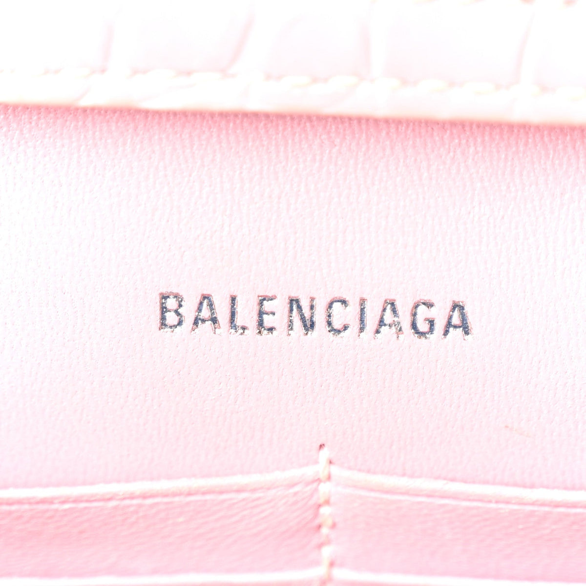 Shiny Calfskin Crocodile Embossed Hourglass Chain Bag Powder Pink
