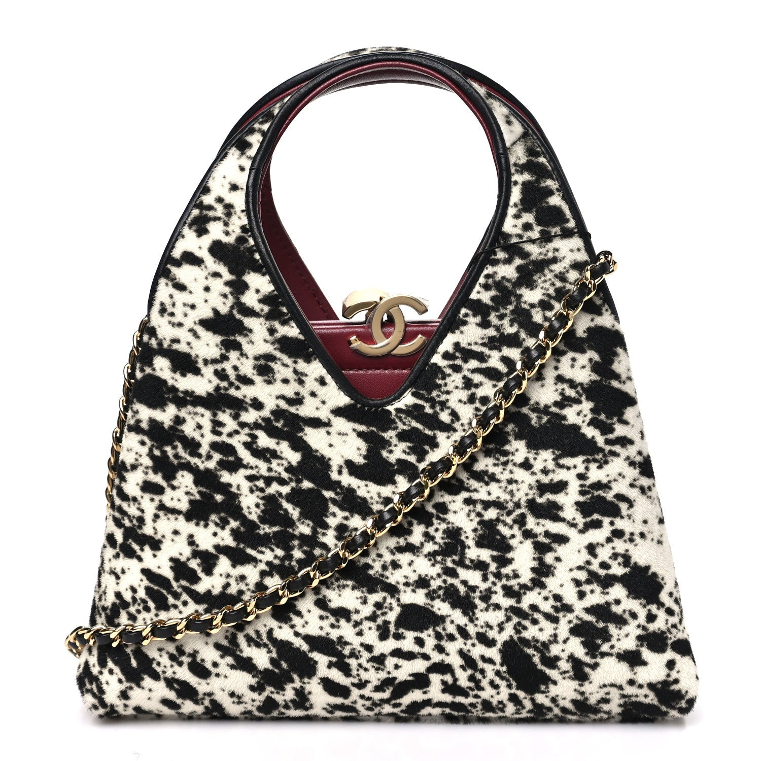 Pony Hair Printed Chic Lady Small Shopping Tote White Black