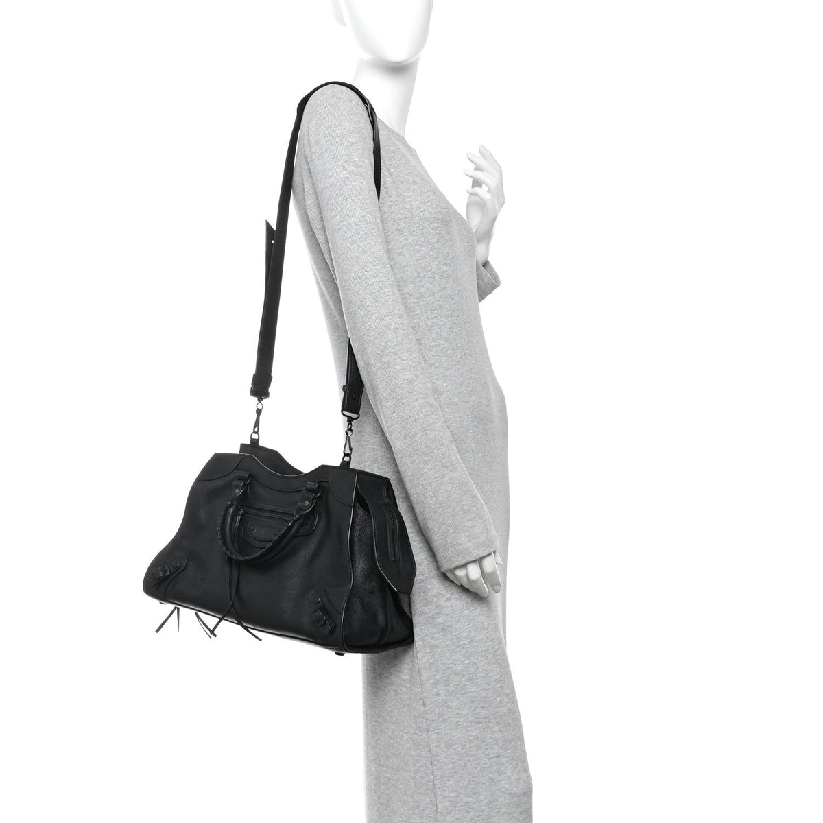Grained Calfskin Neo Classic Black Hardware Medium City Black
