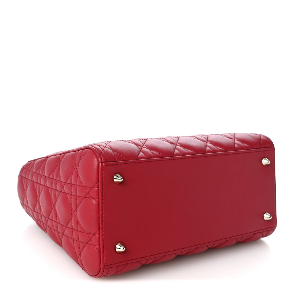 Lambskin Cannage Medium Lady Dior Red