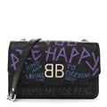 Grained Calfskin Graffiti BB Chain Wallet Black Bleu Violet