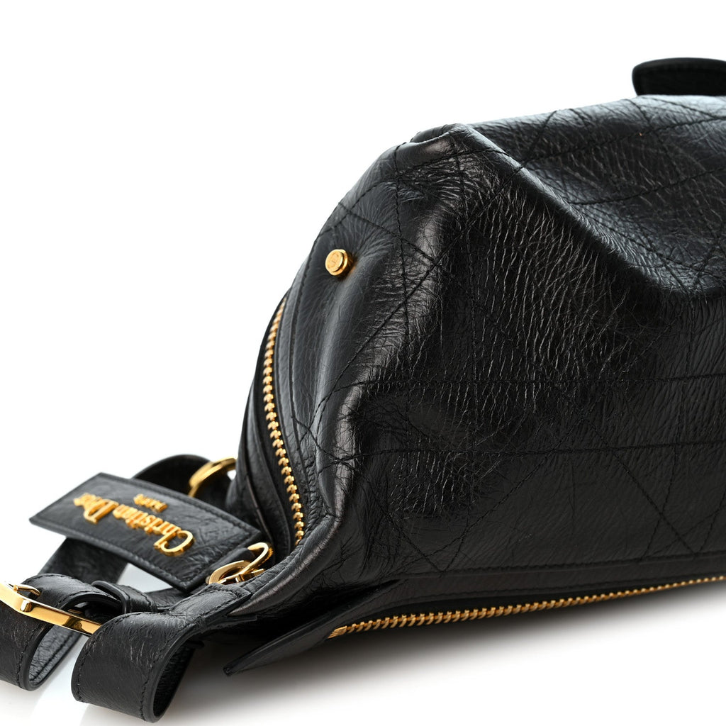 Crinkled Calfskin Macrocannage Small D-Journey Bag Black