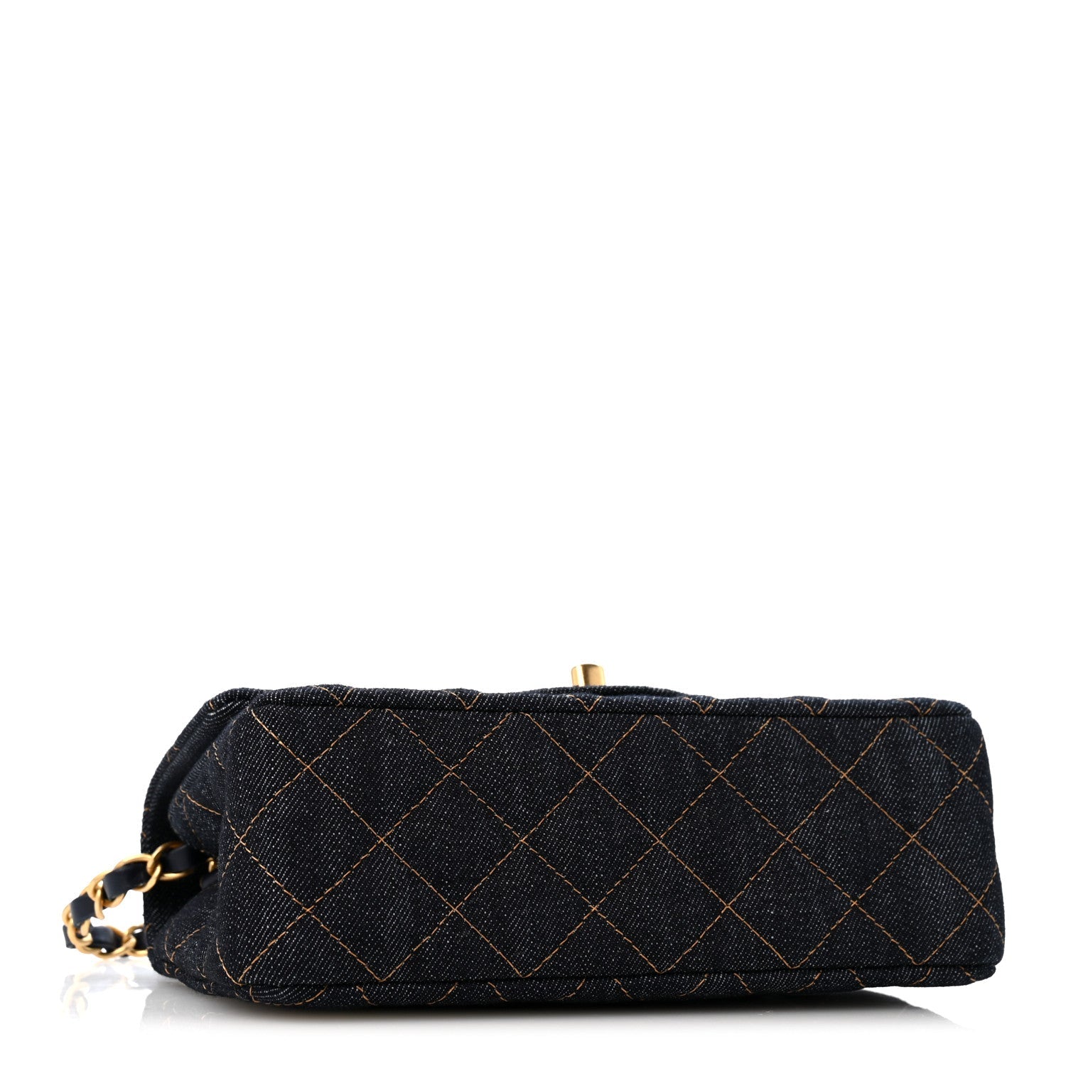 Denim Quilted Mini Rectangular Flap Dark Blue