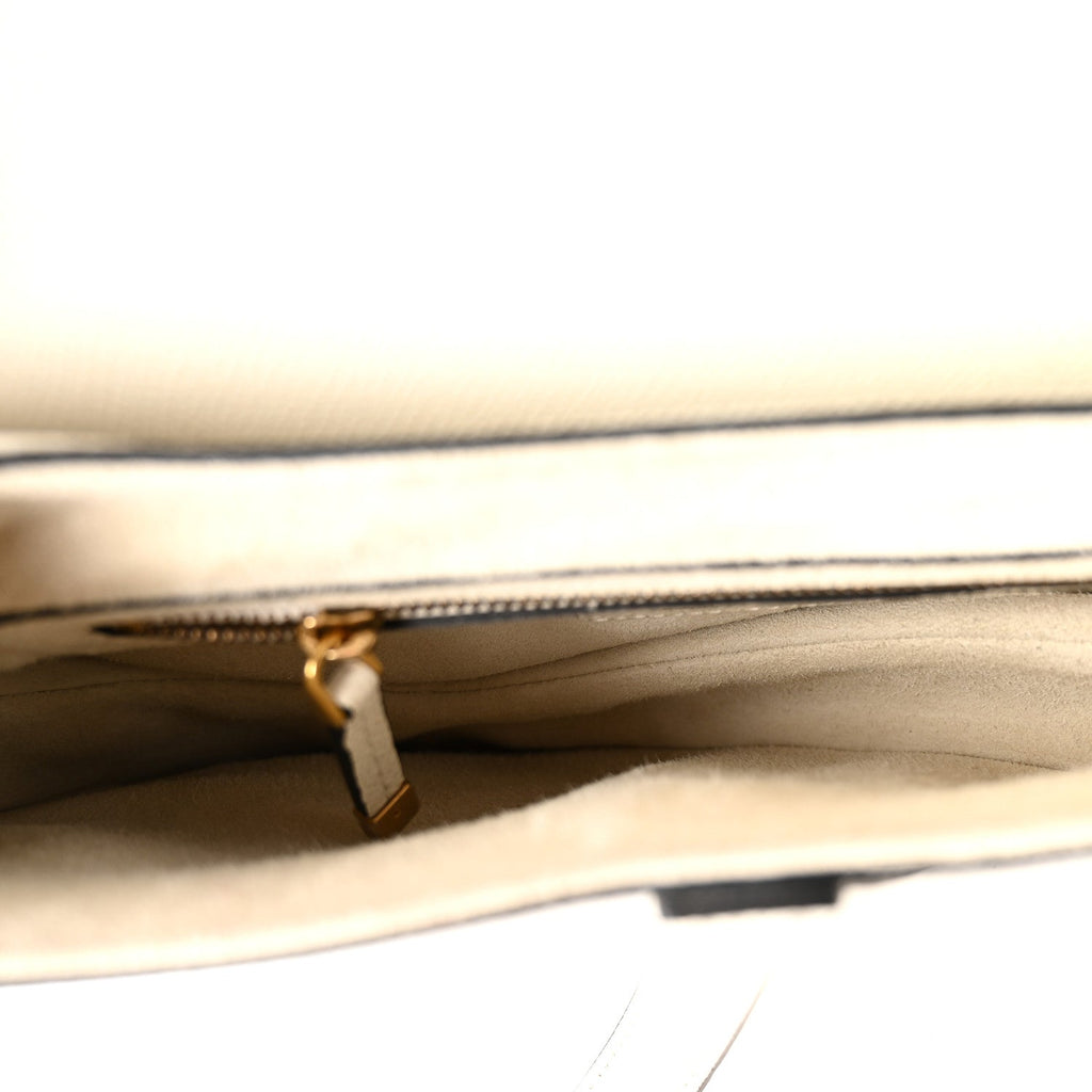 Grained Calfskin Saddle Bag White