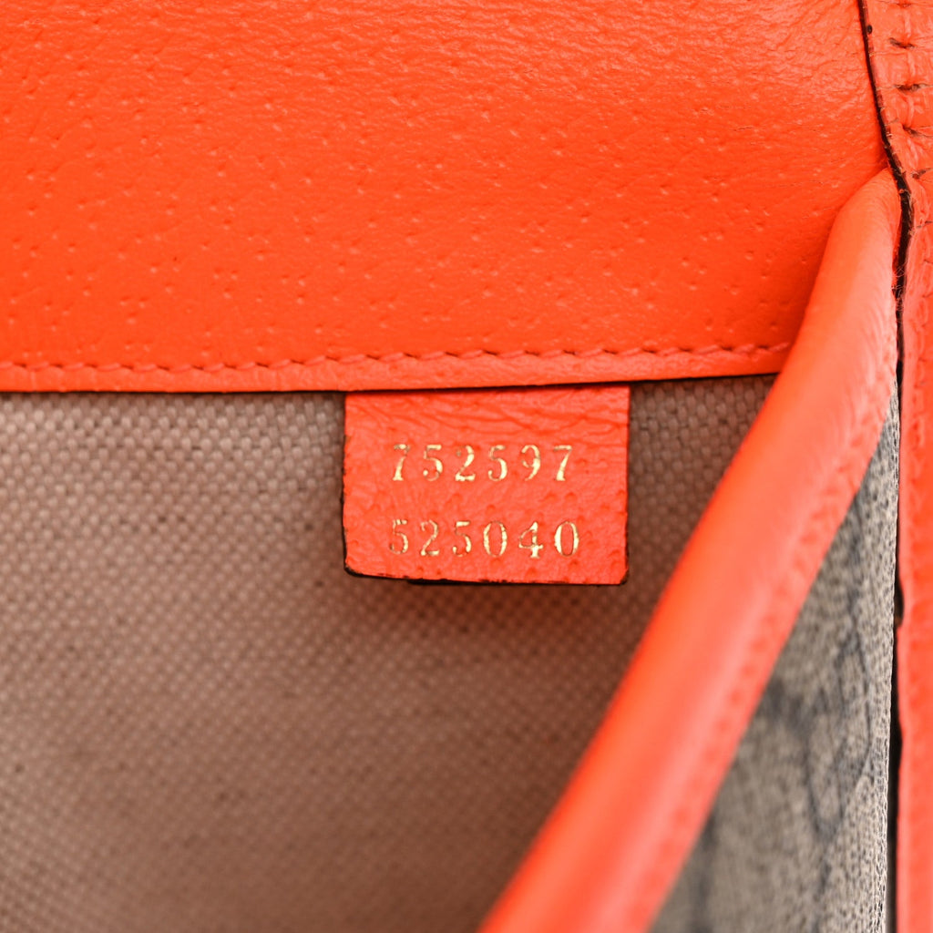 GG Supreme Monogram Web Small Ophidia Belt Bag Beige Ebony Orange Fluo