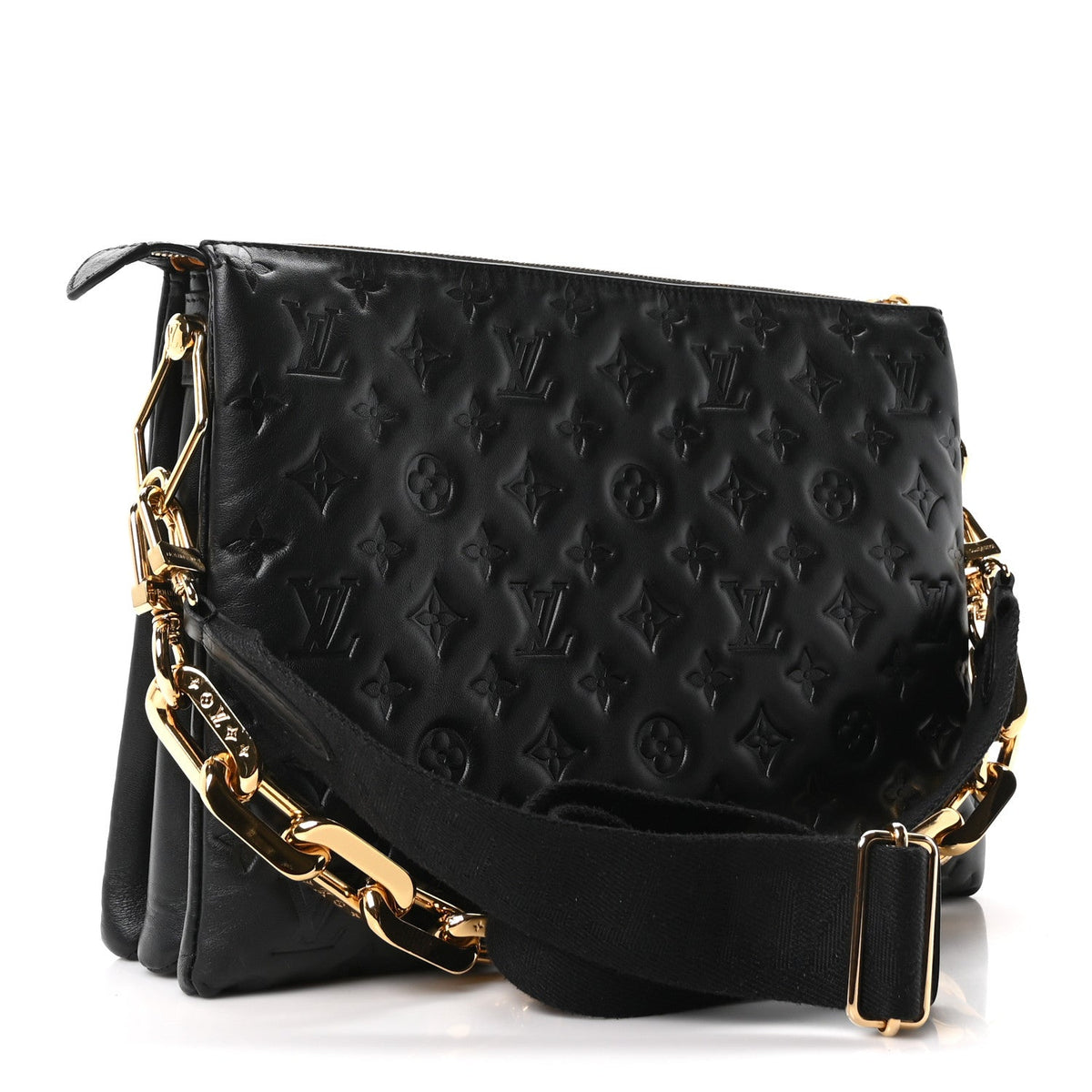 Lambskin Embossed Monogram Coussin MM Black