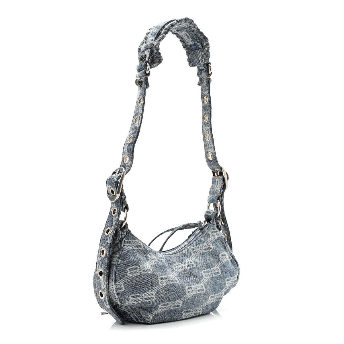 Denim BB Monogram Le Cagole Shoulder Bag XS Blue