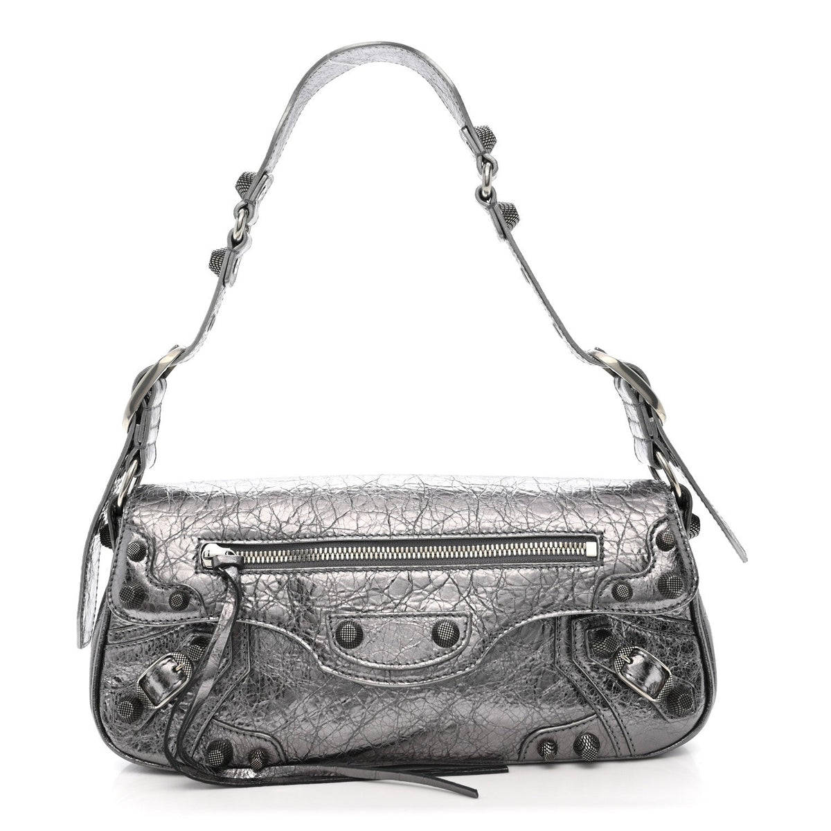 Metallic Agneau Arena Small Le Cagole Sling Bag Silver