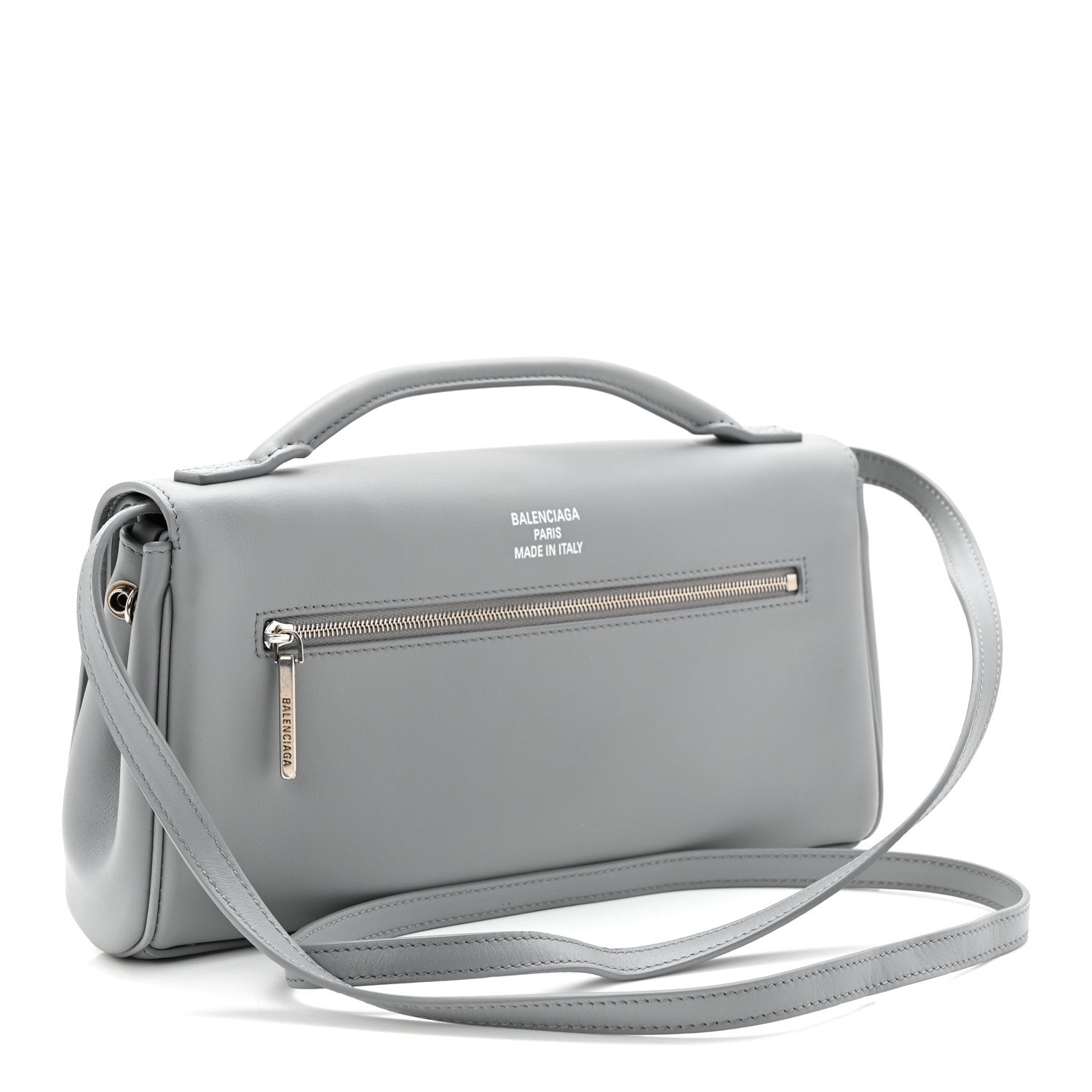 Smooth Calfskin Small Bel Air Clutch On Strap Cloud Grey