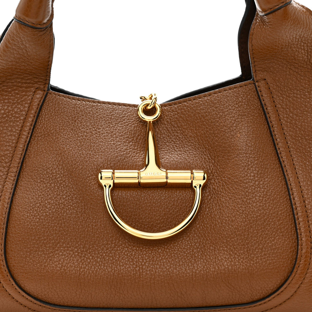 Grained Calfskin Softbit Medium Shoulder Bag Brown
