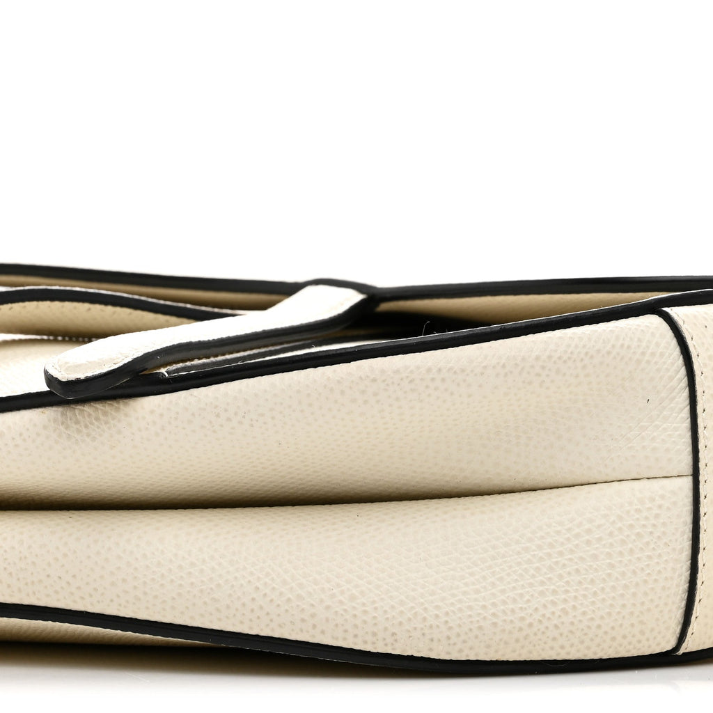 Grained Calfskin Saddle Bag White