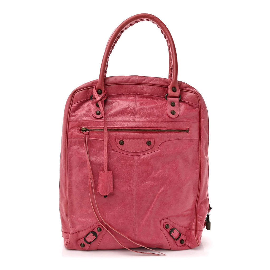 Agneau Classic Hardware Briefcase Tote Pivoine