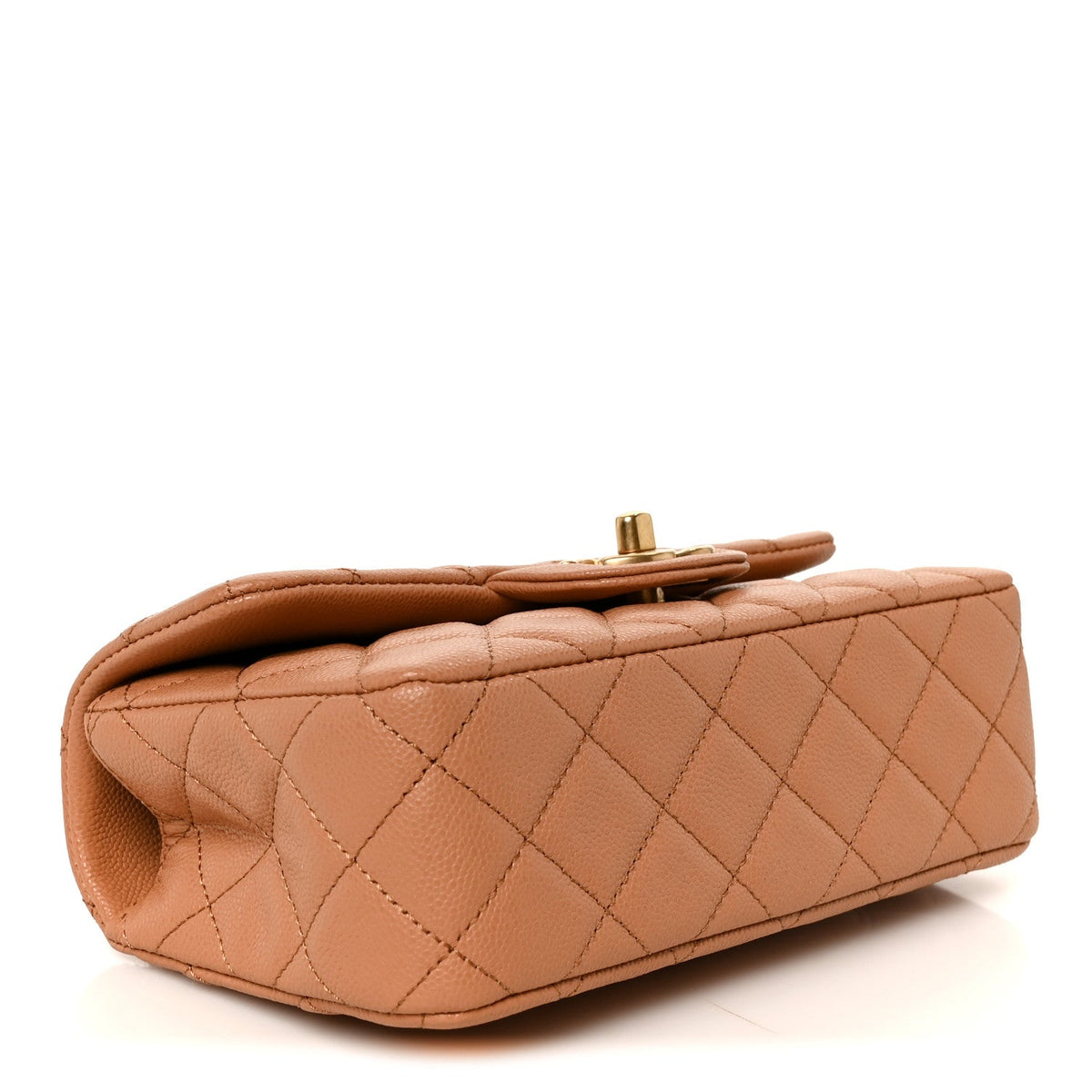 Caviar Quilted Mini Handy CC Flap Camel