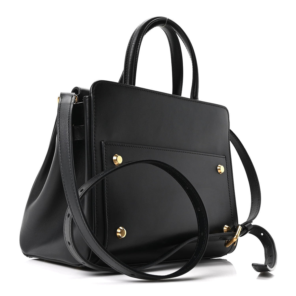 Shiny Box Calfskin Small Money Tote Black