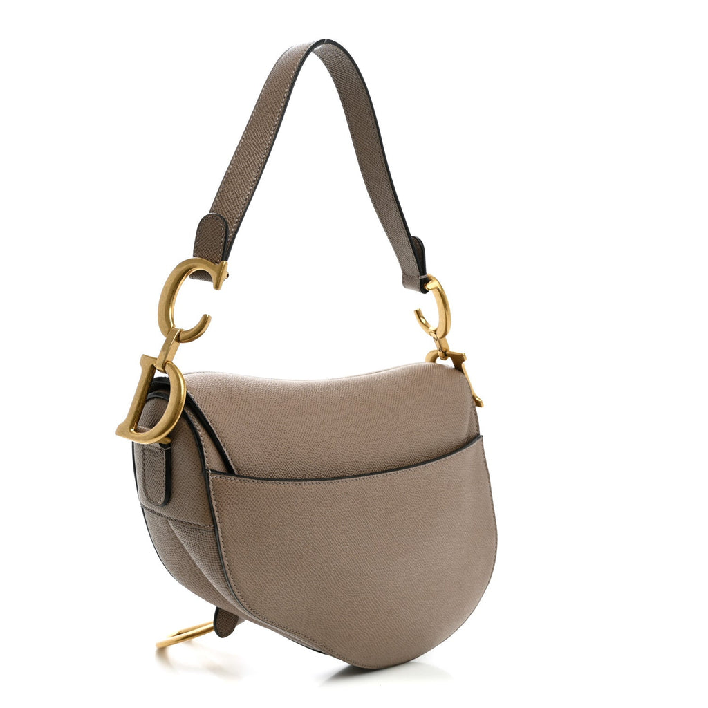 Grained Calfskin Saddle Bag Warm Taupe