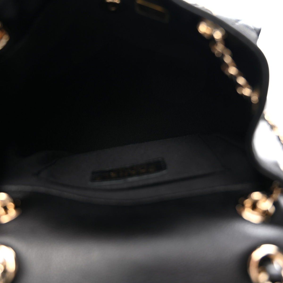 Shiny Caviar Quilted Medium Duma Pockets Drawstring Backpack Black