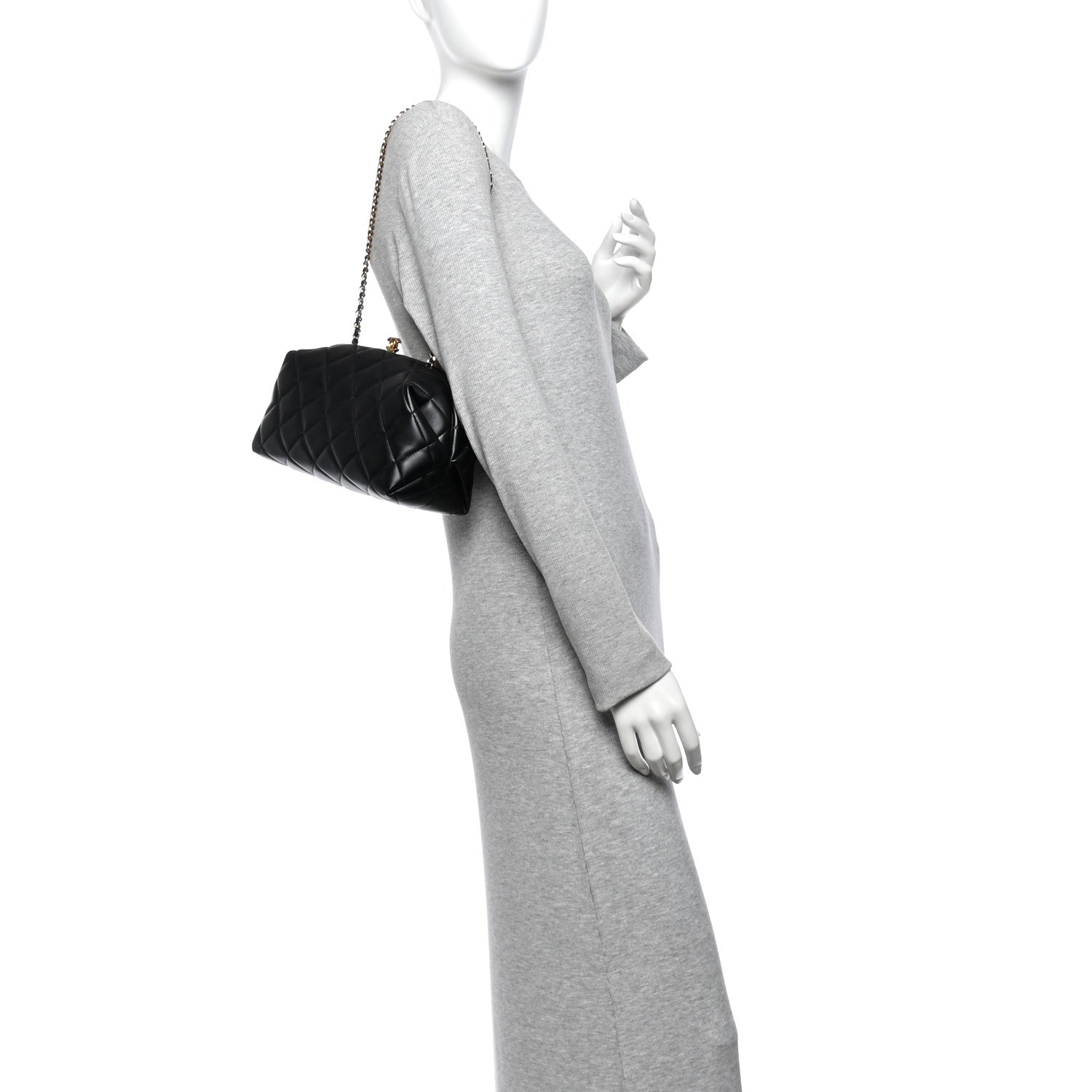 Lambskin Quilted Clutch With Chain Black