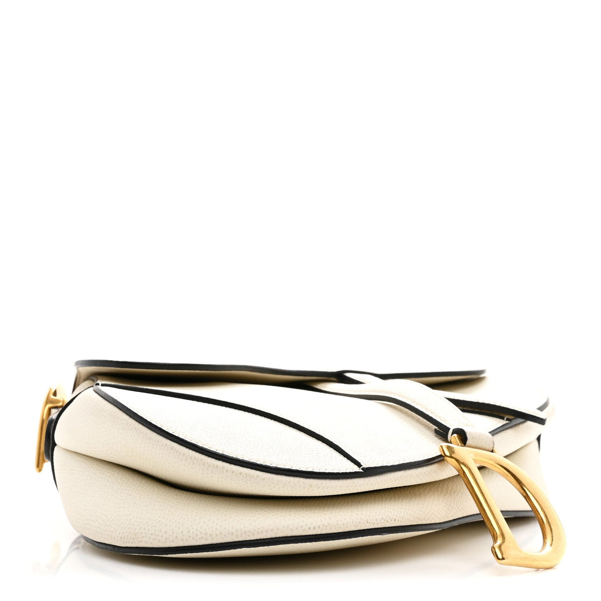 Grained Calfskin Saddle Bag White