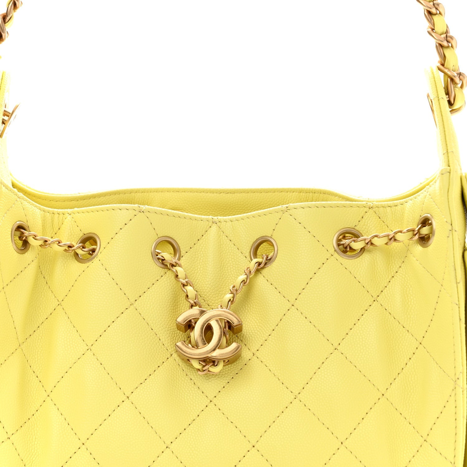 Caviar Quilted Mini Chanel 25 Handbag Light Yellow