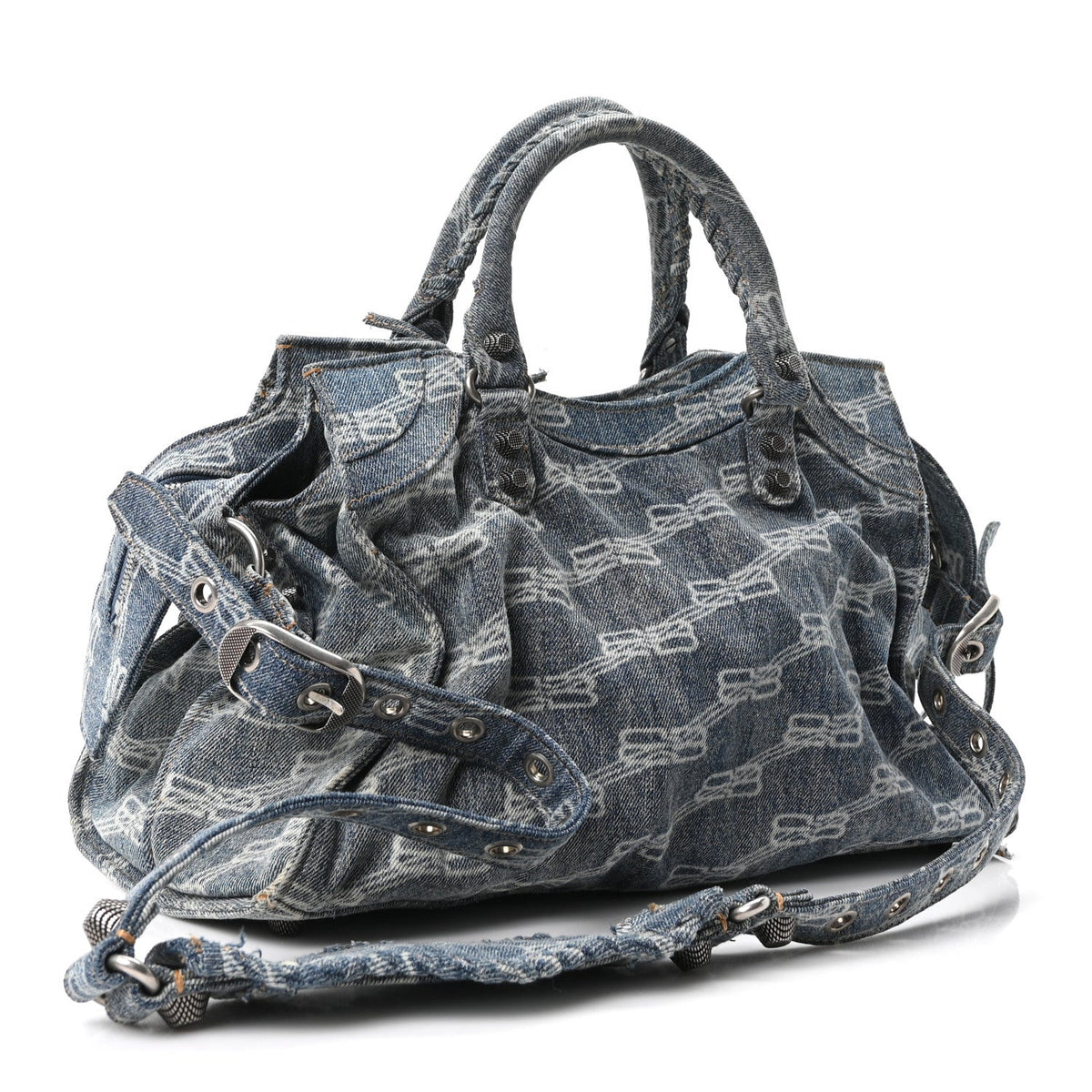 Denim BB Monogram Neo Cagole City Handbag Blue