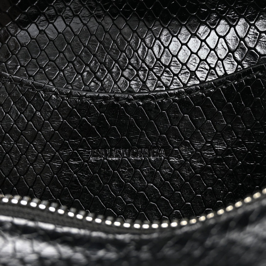 Grained Calfskin Snake Effect Silver Hardware Neo Classic Mini City Black