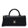 Caviar Quilted Maxi East West Coco Handle Flap Black Black Black