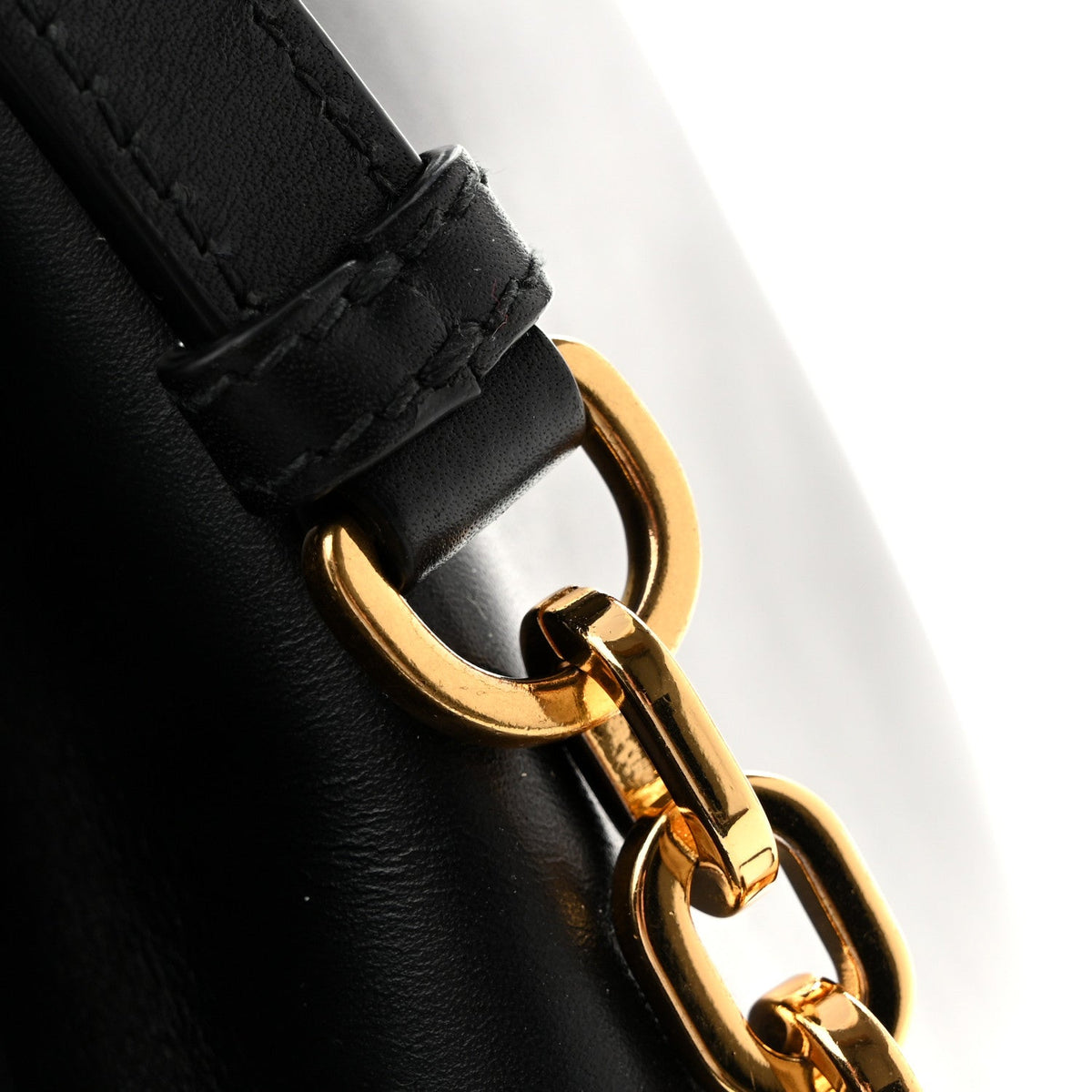 Calfskin CD Embossed Medium C'est Chain Bucket Bag Black