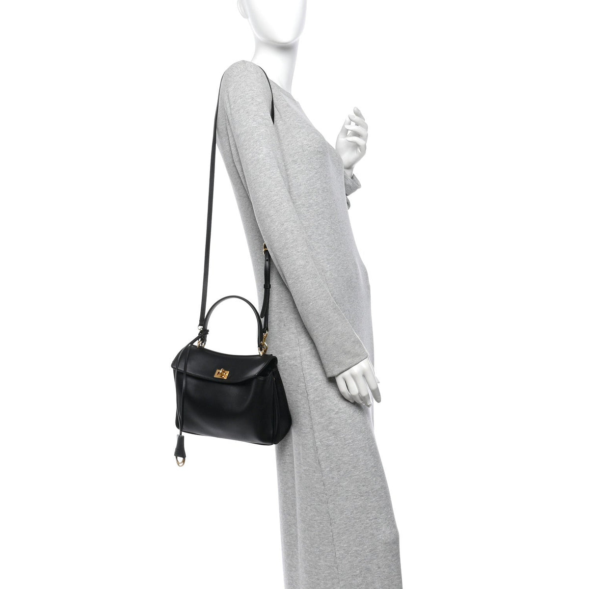 Natural Smooth Calfskin Mini Rodeo Top Handle Handbag Black