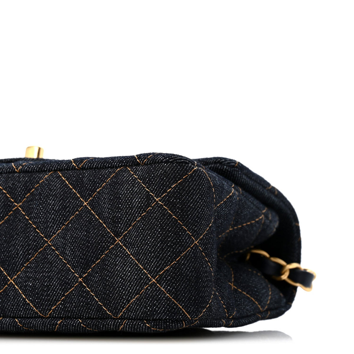 Denim Quilted Mini Rectangular Flap Dark Blue