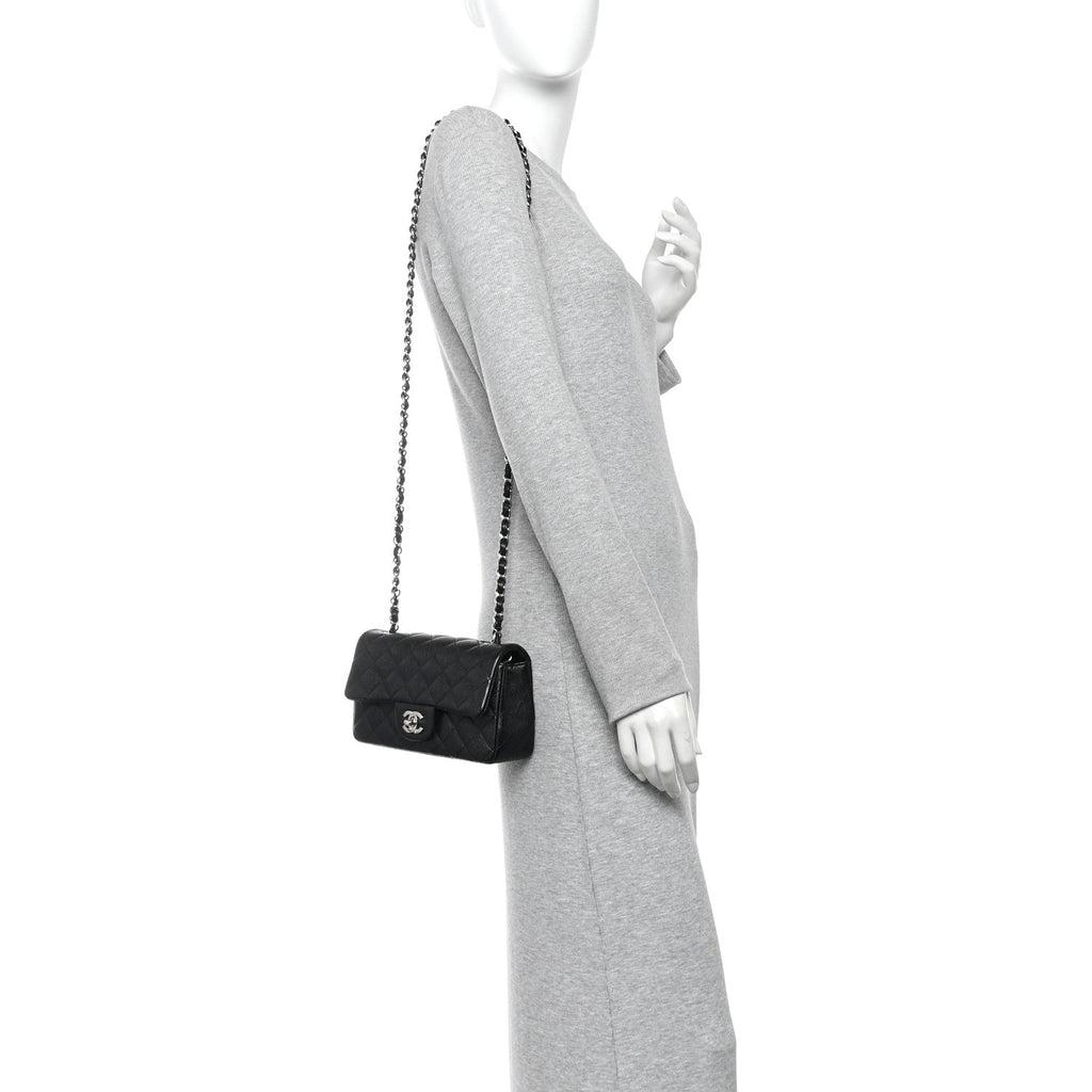 Caviar Quilted Mini Rectangular Flap Black