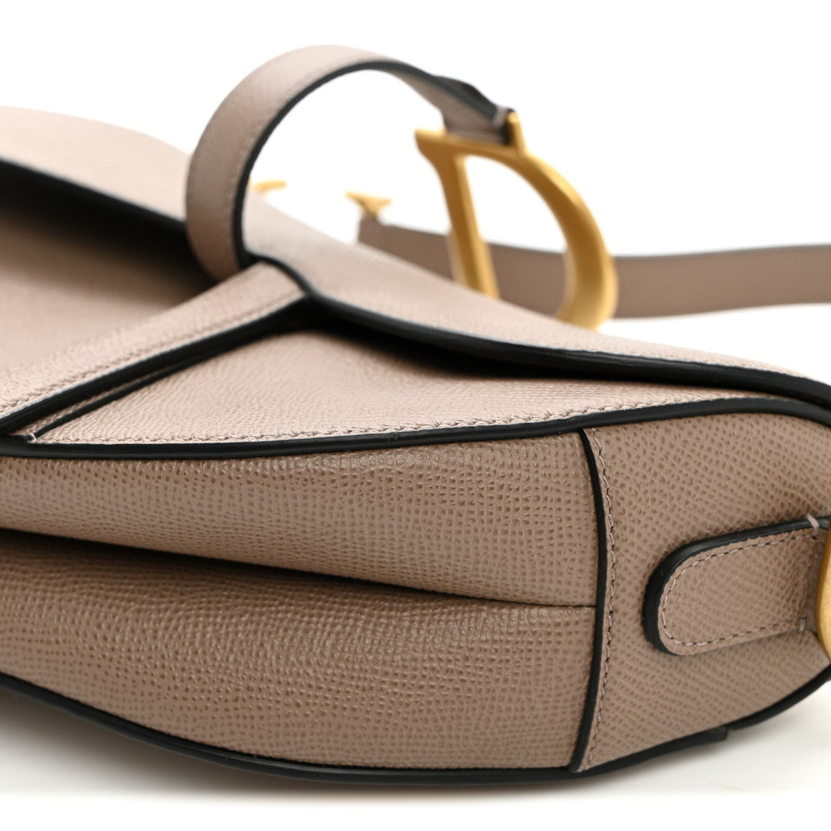 Grained Calfskin Saddle Bag Warm Taupe