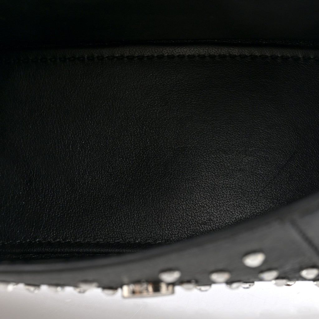 Strass Suede Hourglass Top Handle Bag XS Black Jet