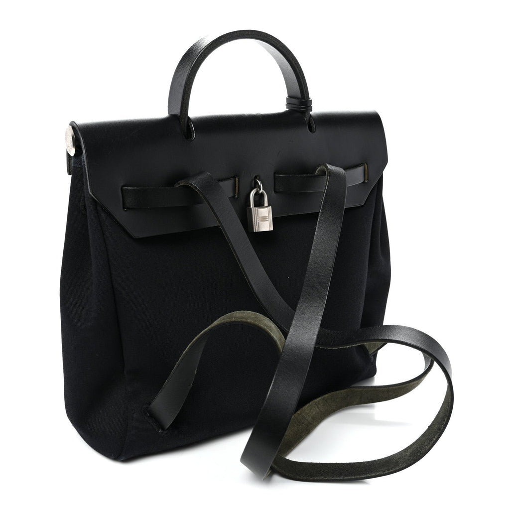Toile Vache Calfskin Herbag 30 PM Backpack Black