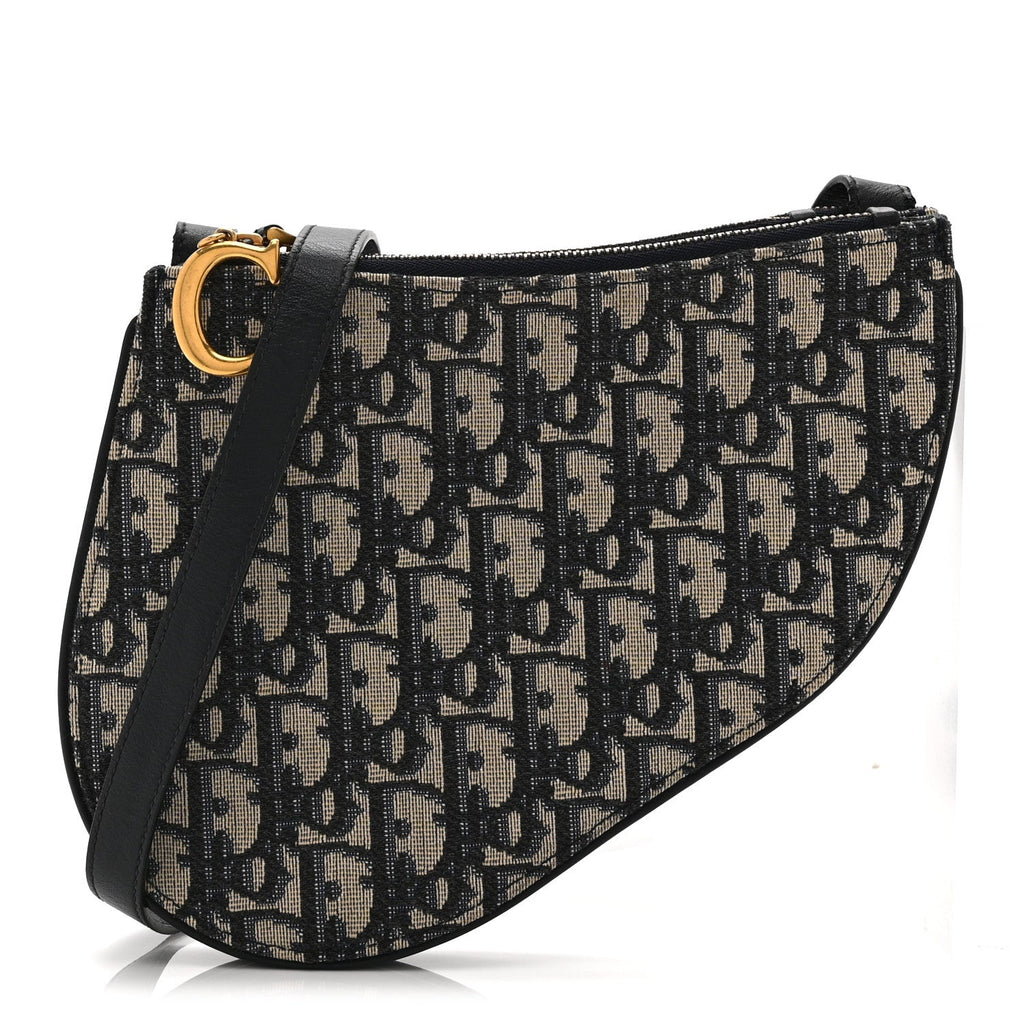 Oblique Saddle Pouch With Strap Navy Blue