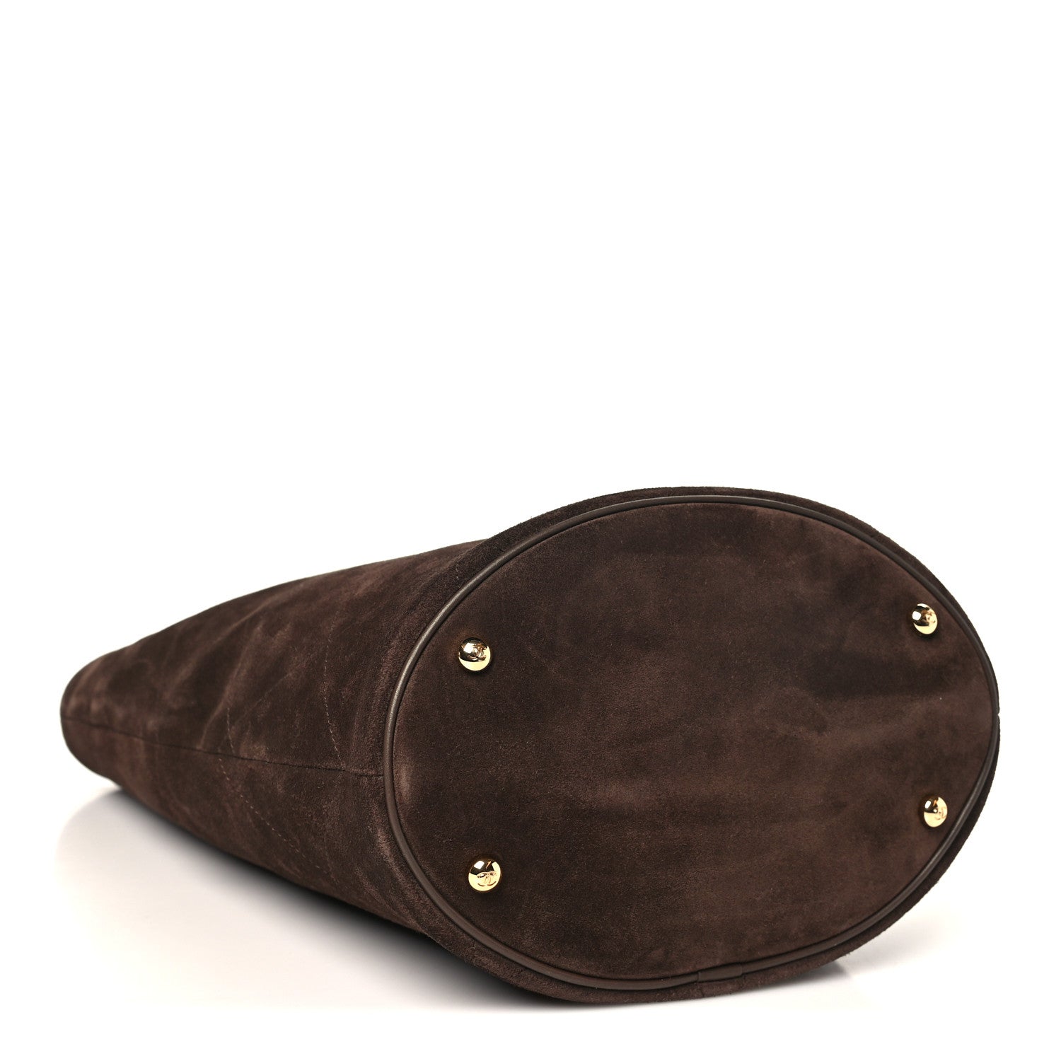 Suede Quilted Large Bucket Bag  Dark Brown