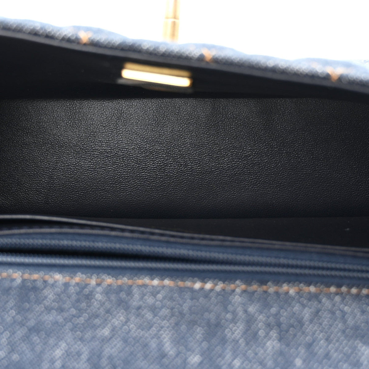Denim Quilted Mini Rectangular Flap Dark Blue