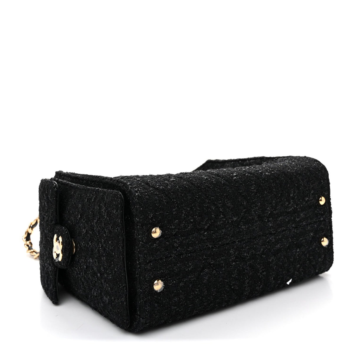 Tweed Quilted Small Chanel 25 Handbag Black
