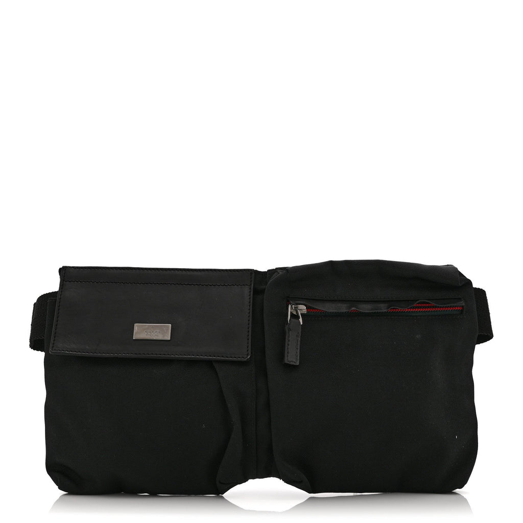 Canvas Double Pocket Belt Bag Black