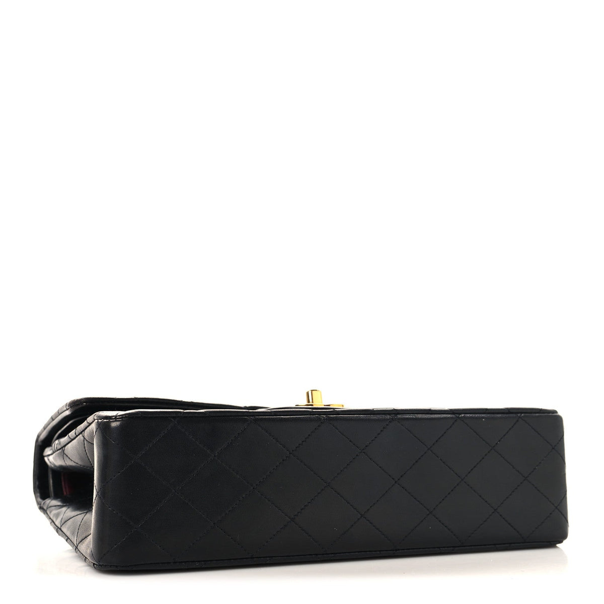 Lambskin Quilted Medium Double Flap Black