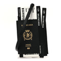 Textured Calfskin Passport Phone Holder Black