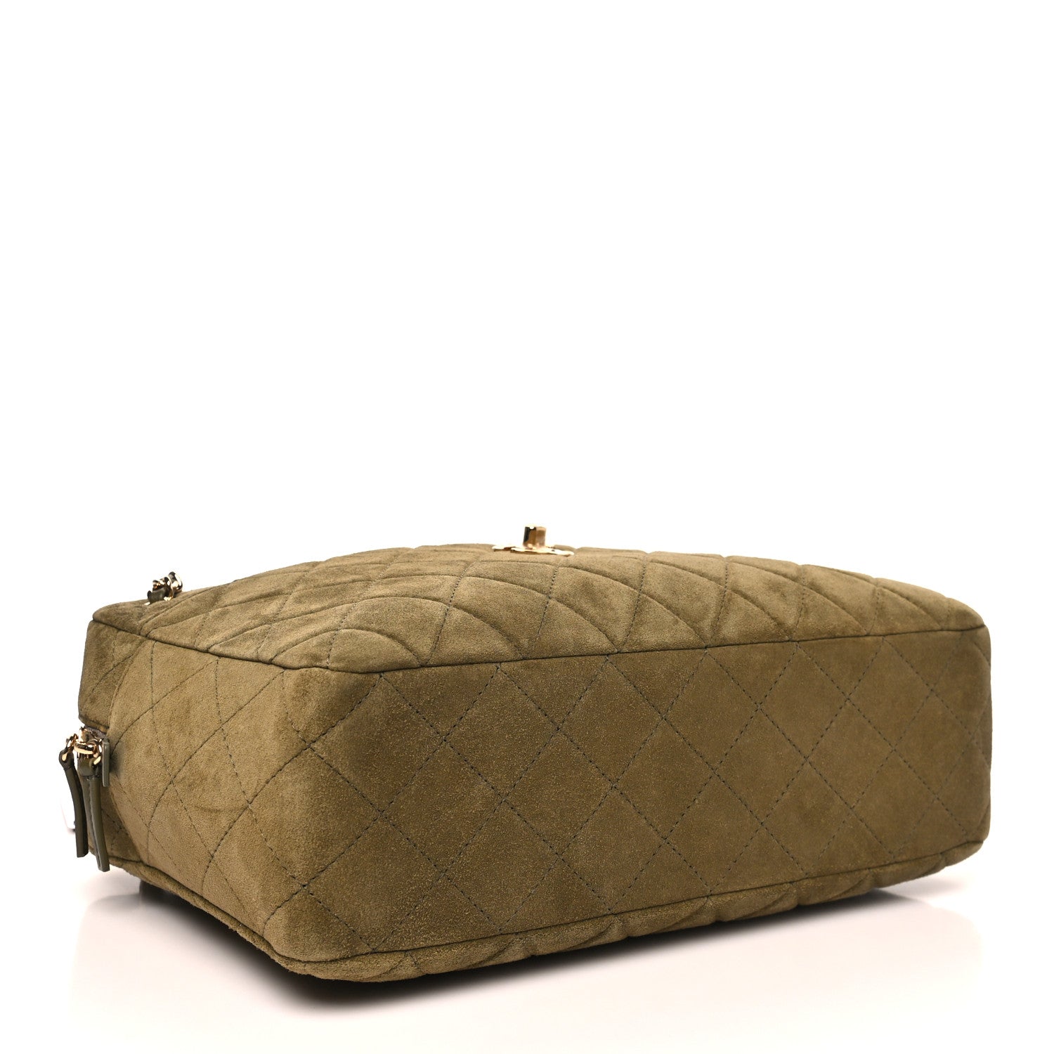 Suede Calfskin Quilted Camerissimo Camera Case Dark Khaki