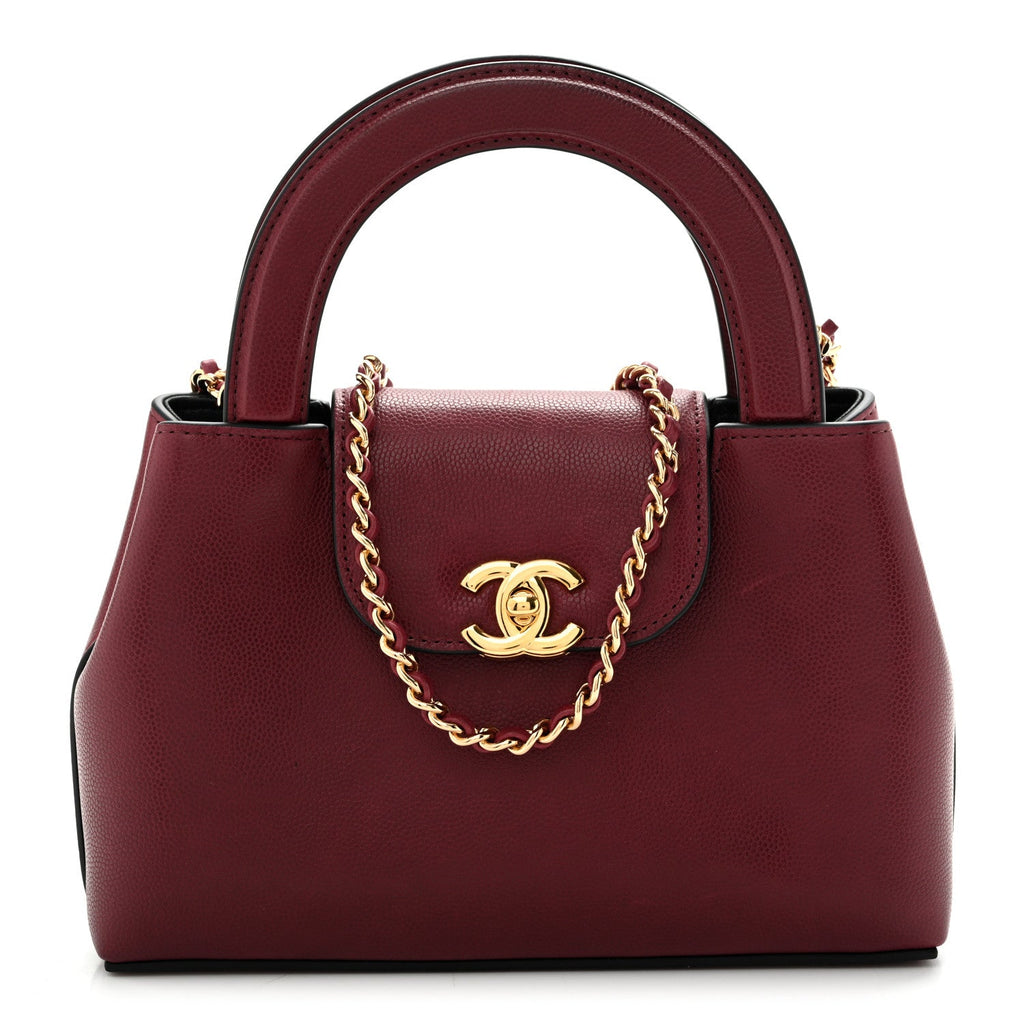 Caviar Nano Kelly Shopper Burgundy