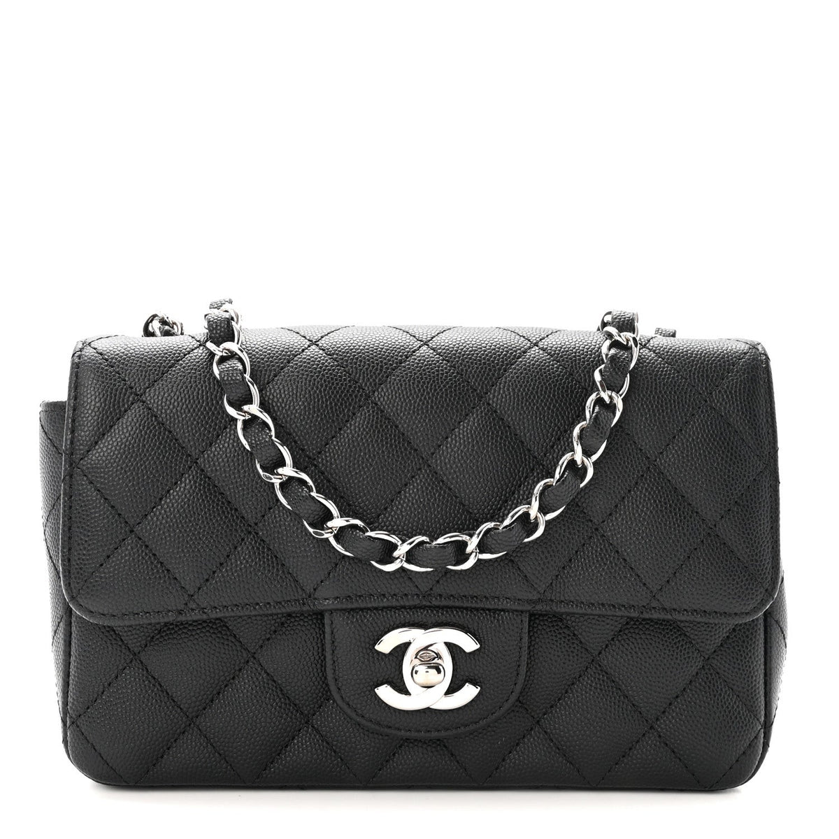 Caviar Quilted Mini Rectangular Flap Black