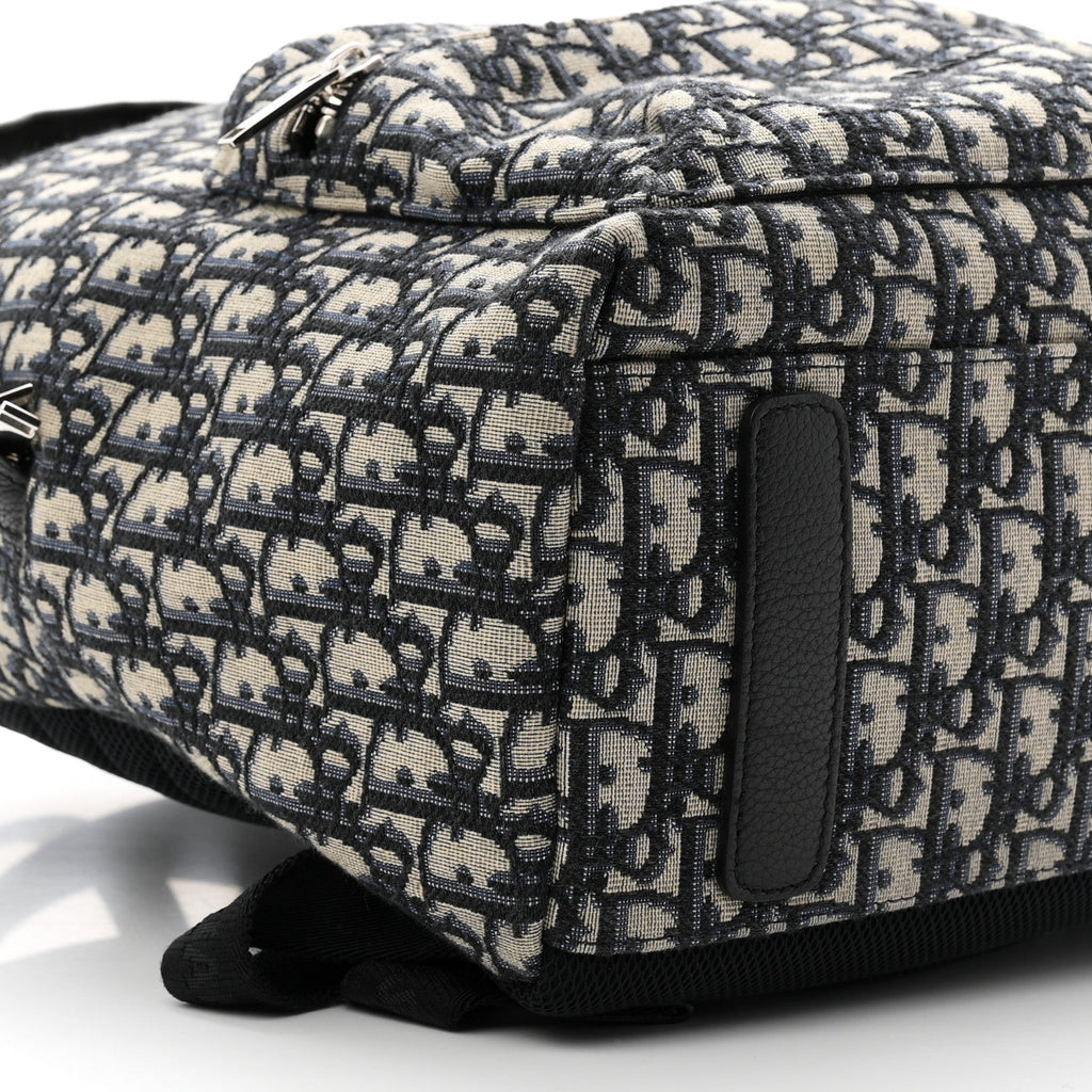 Oblique Calfskin Rider Backpack Beige Black