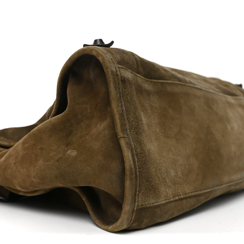 Waxed Suede Calfskin Classic Hardware Medium Le City Khaki