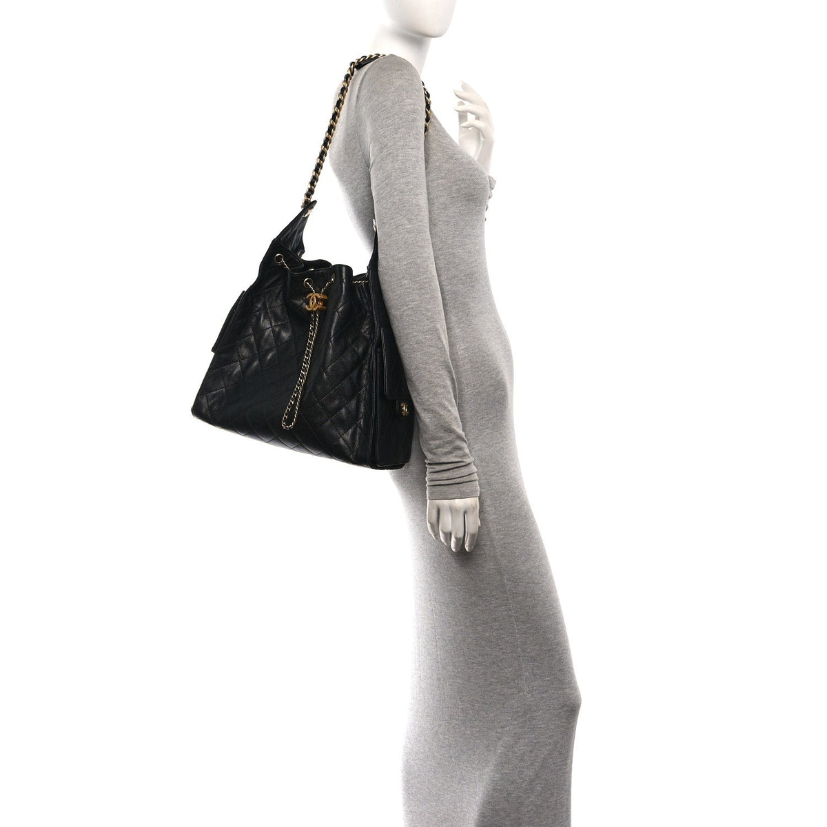 Caviar Quilted Medium Chanel 25 Handbag Black