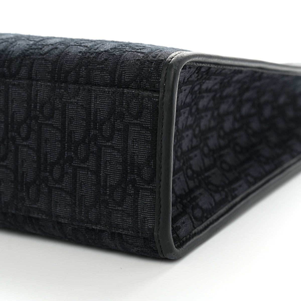 Grained Calfskin Oblique Jacquard Safari Tote  Black