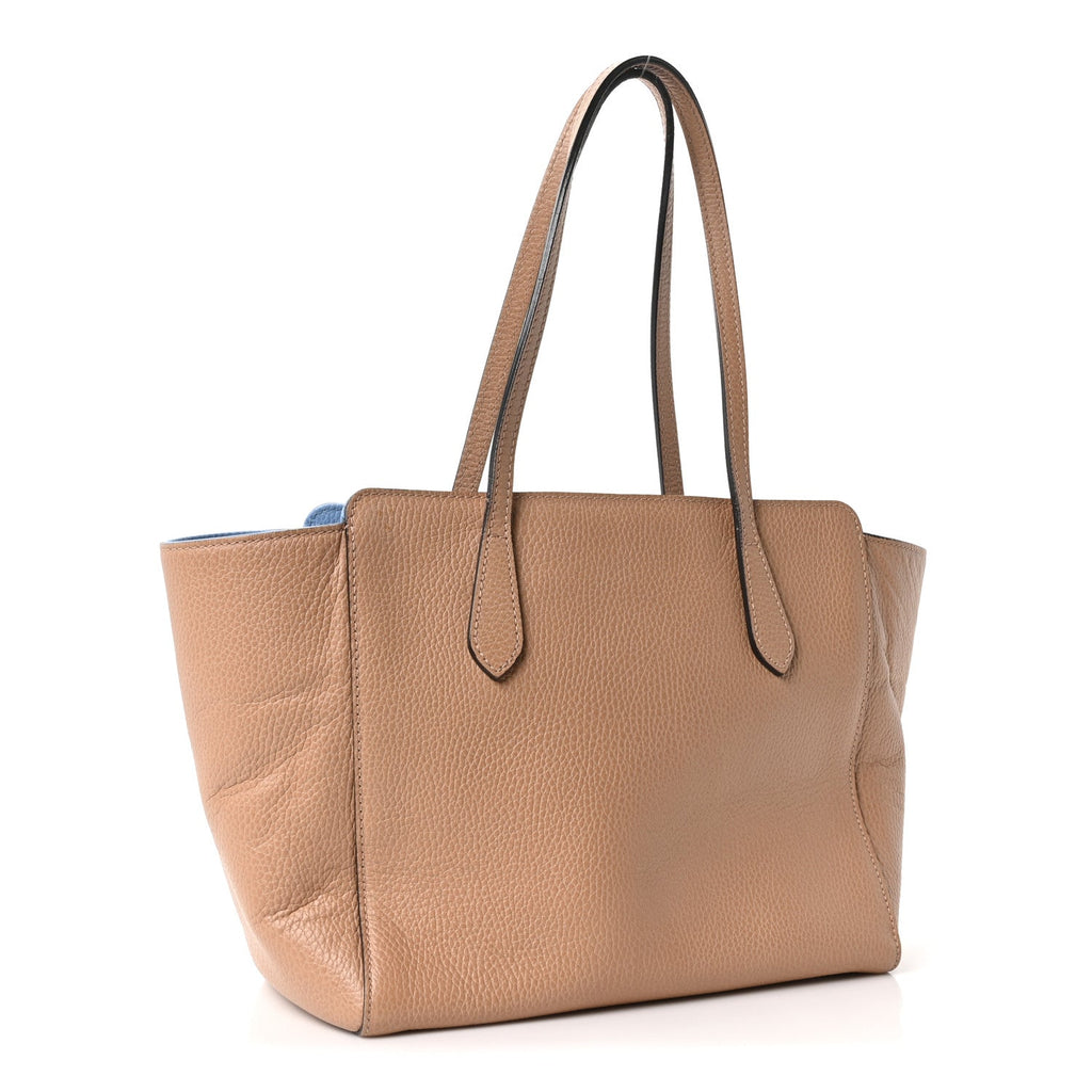 Dollar Calfskin Small Swing Tote Camelia Mineral Blue